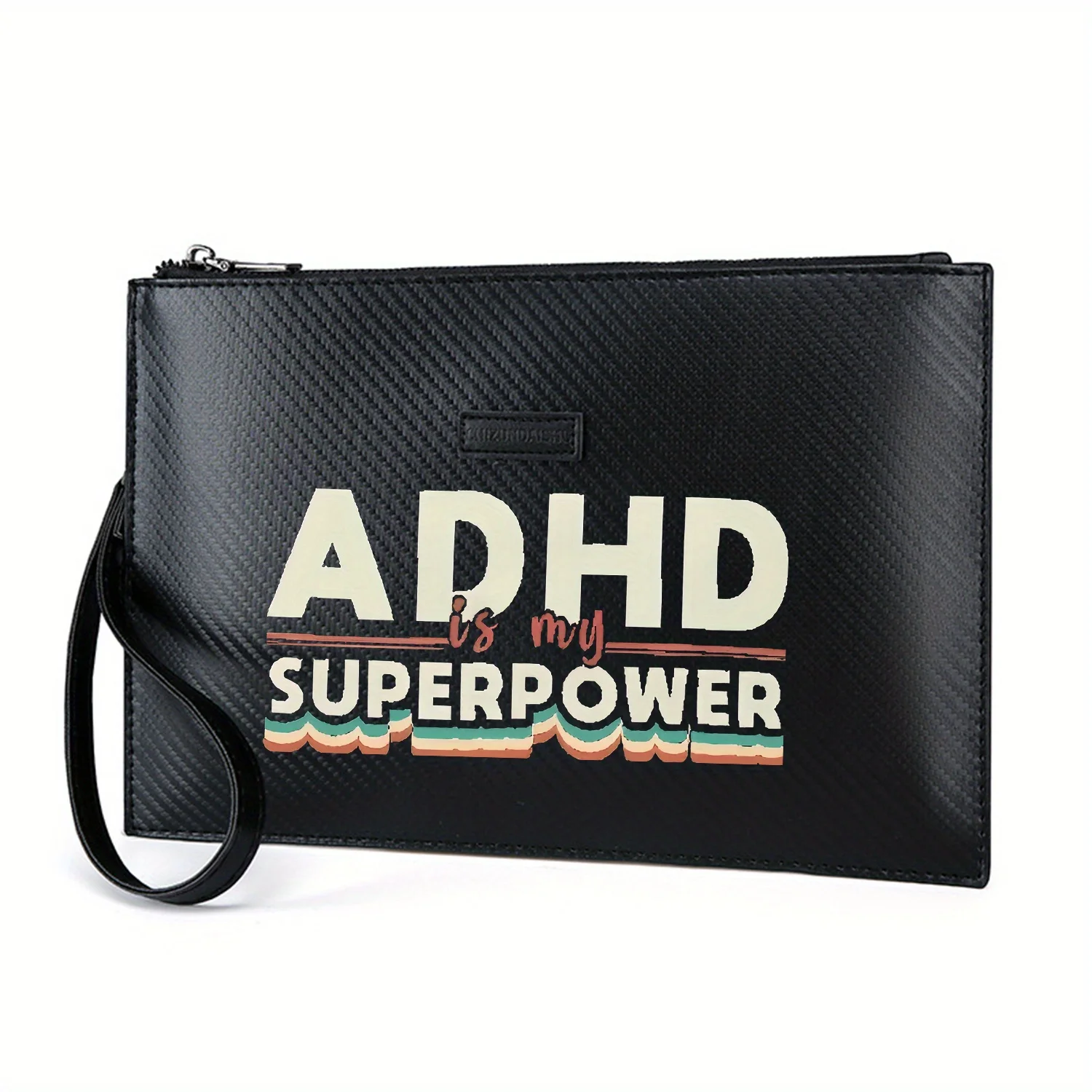 ADHD is superpower,creative design. Elegant Printed PU Men's Handbag Fashionable and Practical for Everyday Carry