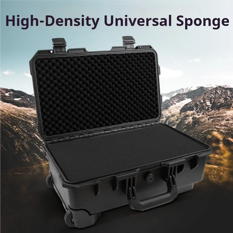 Large Capacity Rolling Hard Case Multifunctional Waterproof Shockproof Equipment Box Foam Insert Gear Tools Instrument Storage