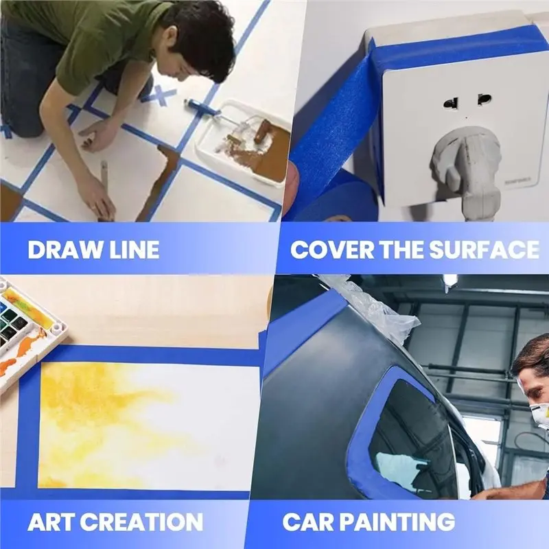 ABWR-UV Weather-Resistant Masking Tape 6 Rolls Blue Painters Tape With Dispenser