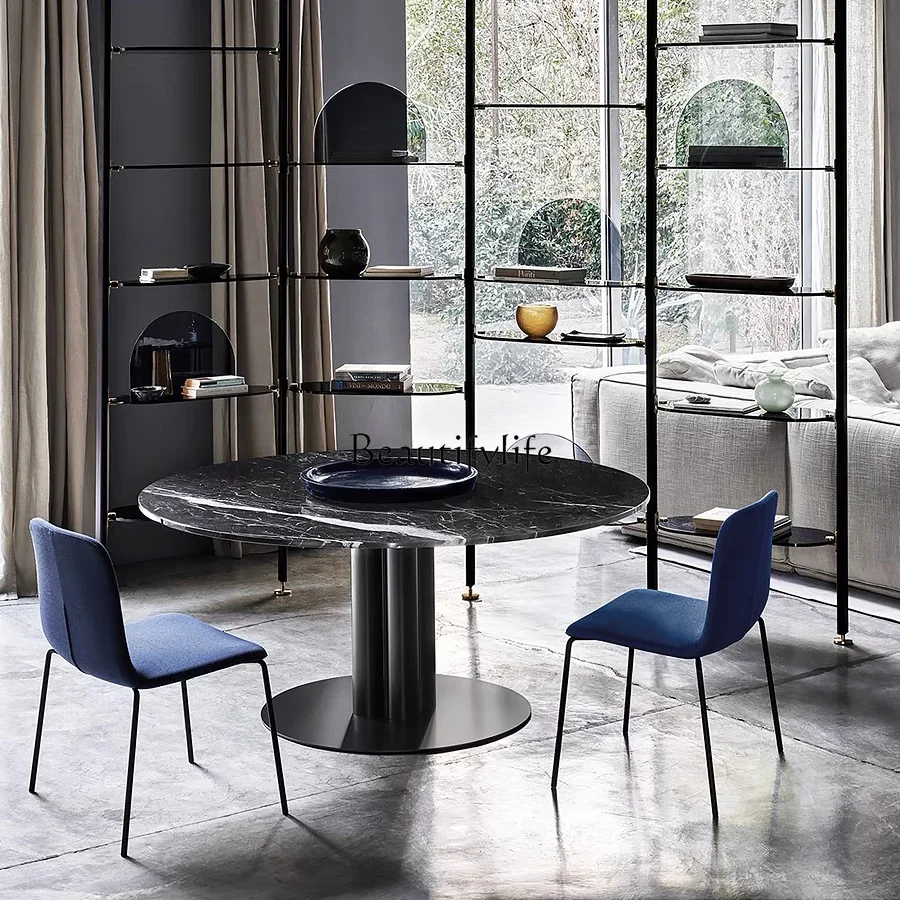 

yj25 Imported Natural Marble Round Dining Table Modern Light Luxury Round Dining Table Creative Large Apartment