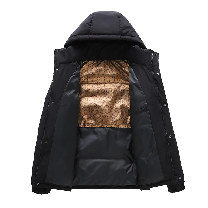 High Quality Solid Color Down Jacket Couple Casual Outdoor Sports Travel Waterproof Hooded Parka Coat Lined Graphene Warm Jacket