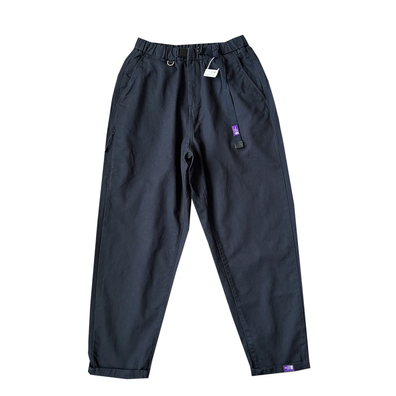 Autumn New American Retro Twill Straight Leg Casual Pants Washed Fashion Simple Loose Elastic Waist Ankle-length Trousers