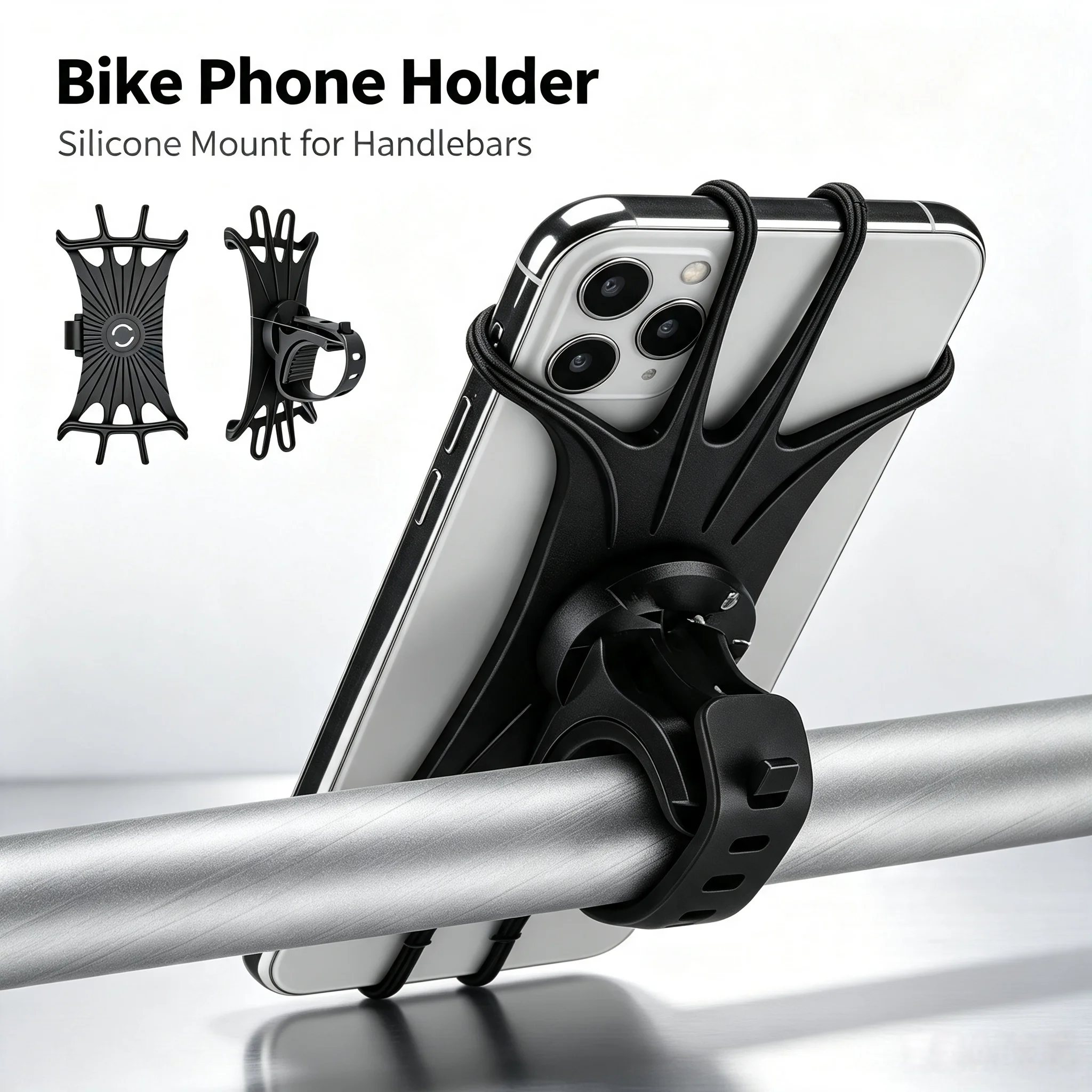Universal Silicone Bike Phone Mount 360° Rotatable Holder Fits 4-6.5 Inch Cellphone Cycling Accessory For Adult Riders