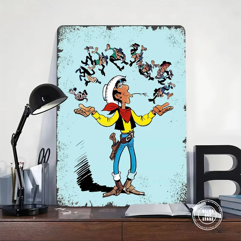 لاكي لوك أعداء كاريكاتير طباعة ملصق معدني ديكور غرفة المعيشة علامات القصدير المعدنية القابلة للتخصيص لتزيين جدران الفن #2