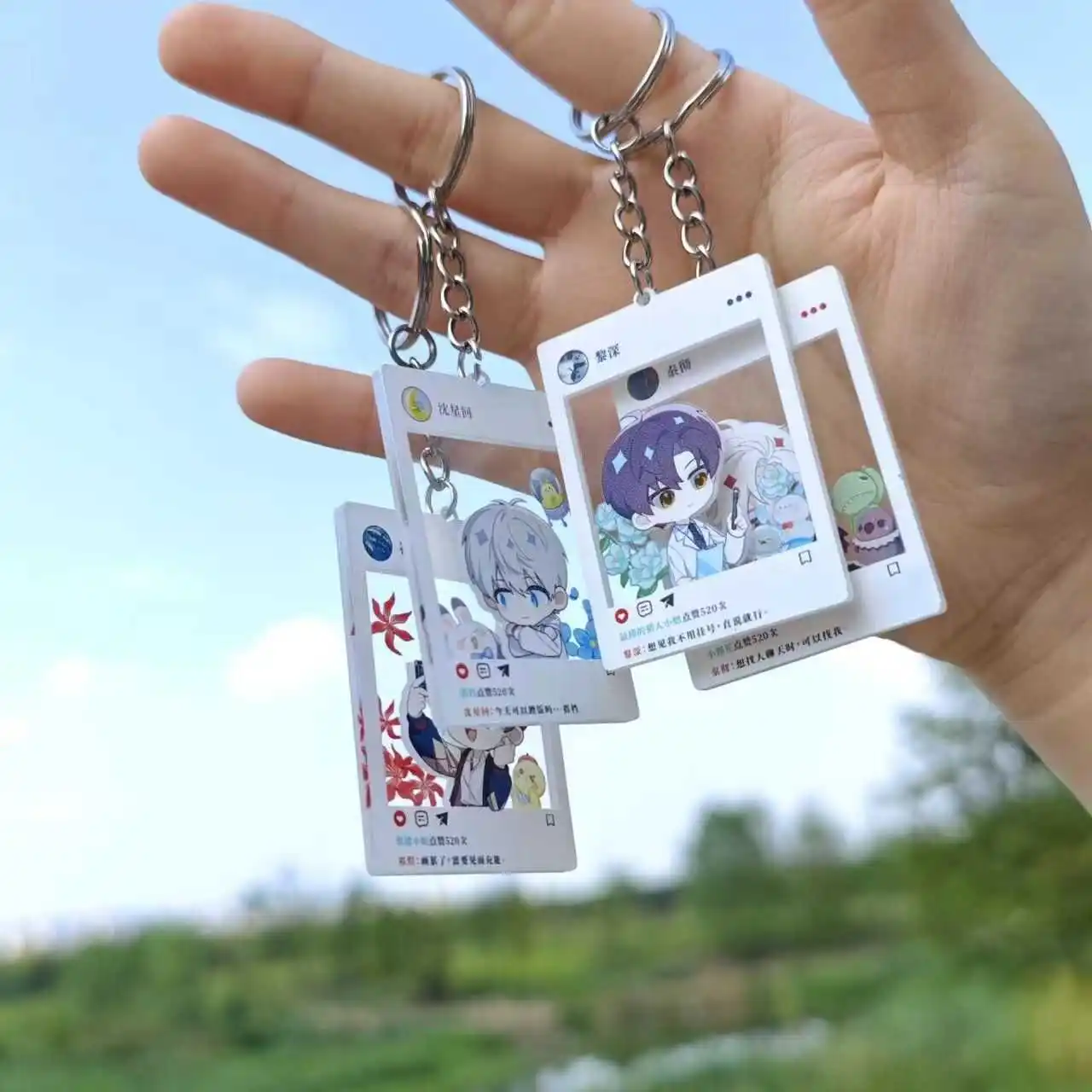 

Anime Love and Deepspace Sylus Cosplay Cartoon Acrylic Keychain Transparent Card Key Ring Handbag Keyring Pendant Xmas Gifts