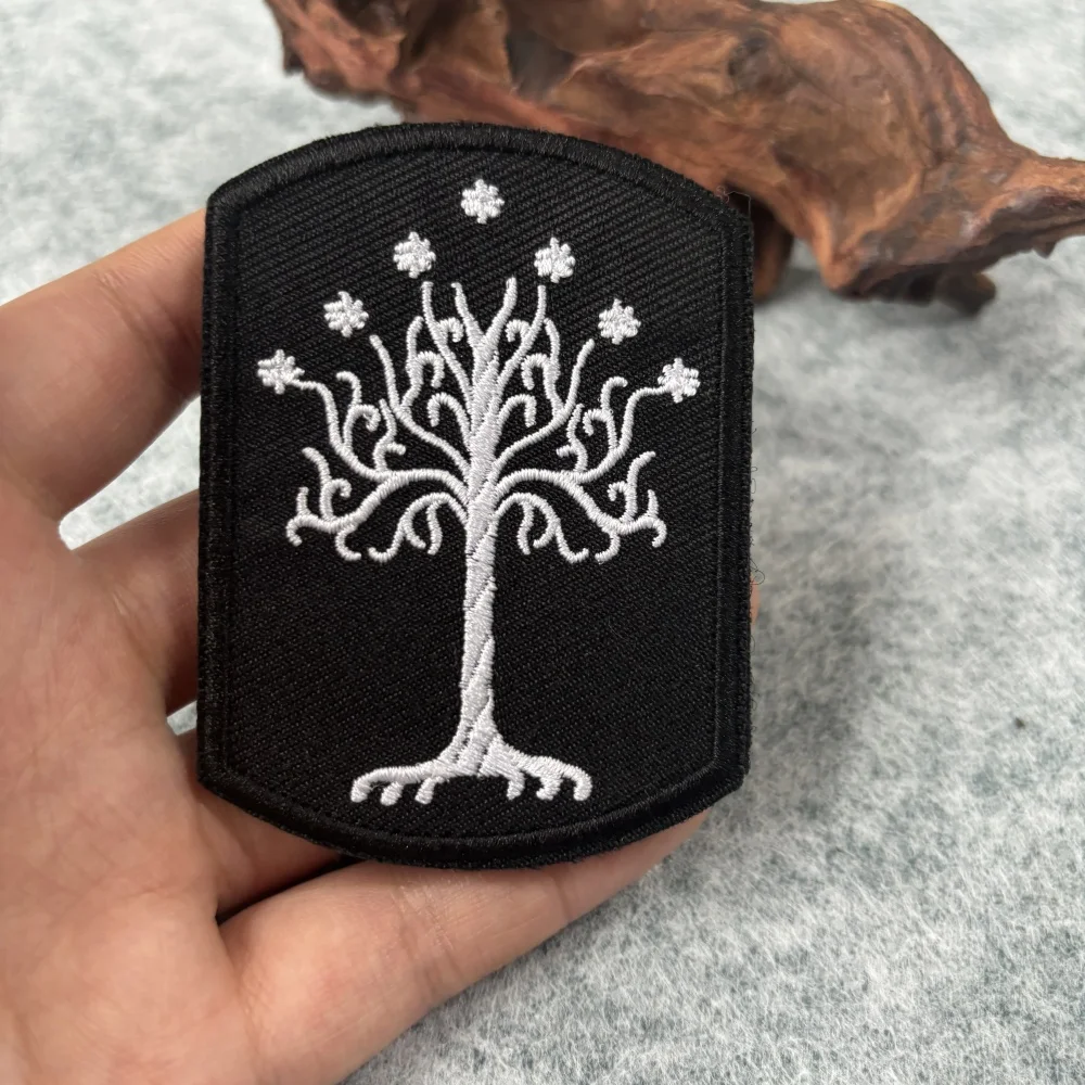 Parche Bordado Árbol de Gondor, Insignias Militares Tácticas, Parches de Gancho y Bucle, Adhesivo para Mochila, para Ropa y Brazaletes