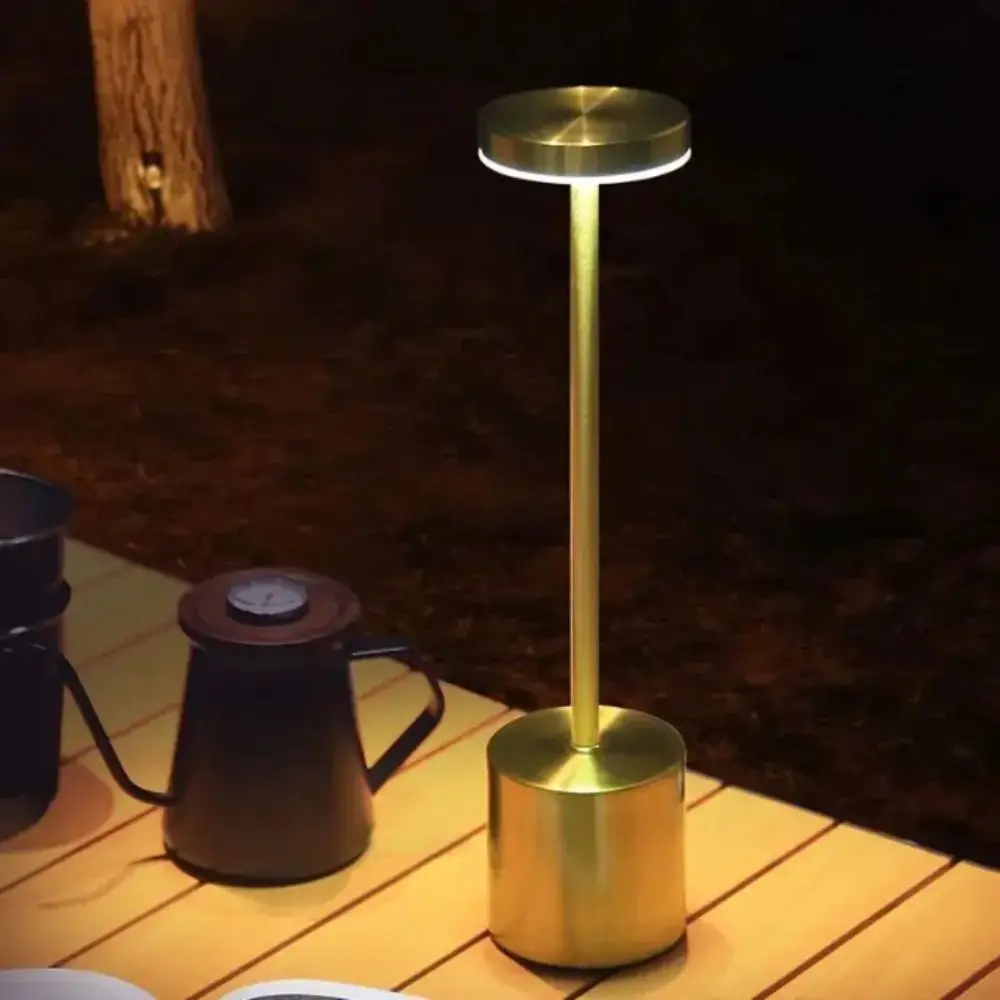 ثلاثة ألوان LED الجدول مصباح الجسم المعدني ستبليس يعتم اللمس الاستشعار مصباح USB قابلة للشحن نوع C قابلة للشحن #3