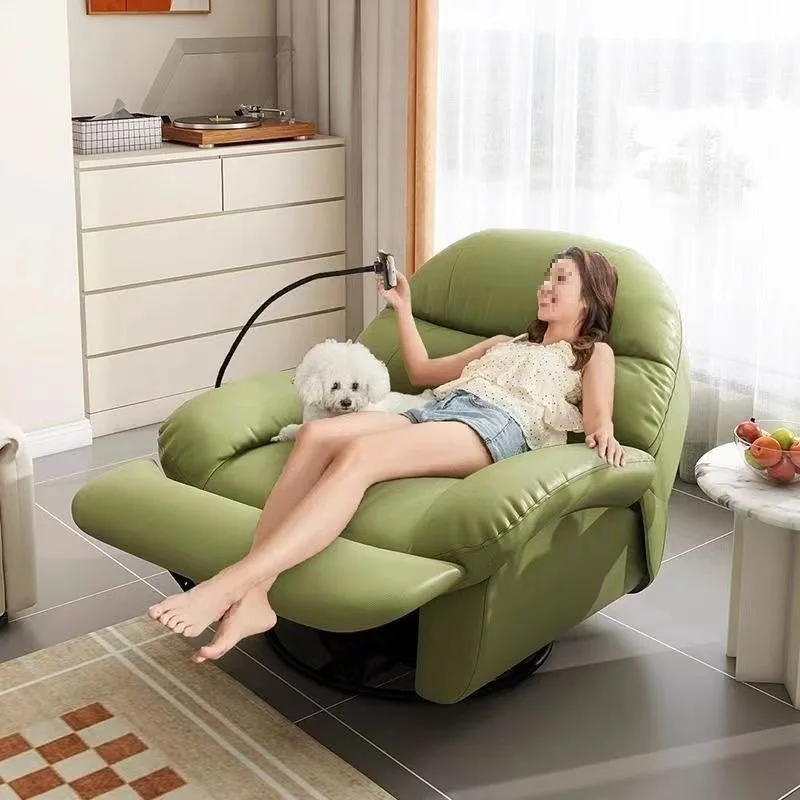 Cadeira de balanço de sofá único de cabine espacial, cadeira de massagem elétrica multifuncional reclinável para sala de estar, sofá preguiçoso de madeira maciça