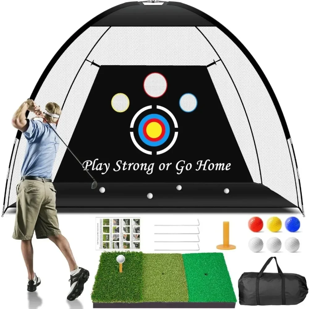 10x7ft Golf Practice Net with Golf Mat, All in 1 Nets for Backyard Driving Chipping Swing Training