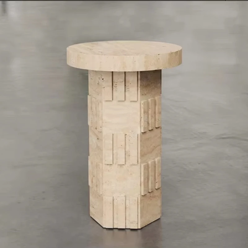 Simple style round side table modern beige coffee table living room luxury