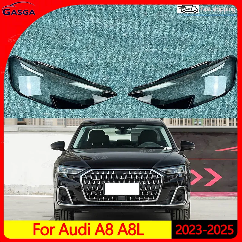 A Pair Of Front Headlight Lampshades Car Headlight Housing For Audi A8 A8L 2023 2024 2025 Transparent Lampshade
