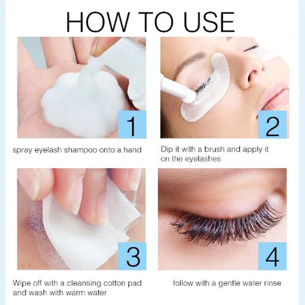 EyeLashes Cleanser Kit with Brush Cleaning Foam Pump Individual Eyelash Extension Glue Shampoo Eye Lashes Makeup Remover