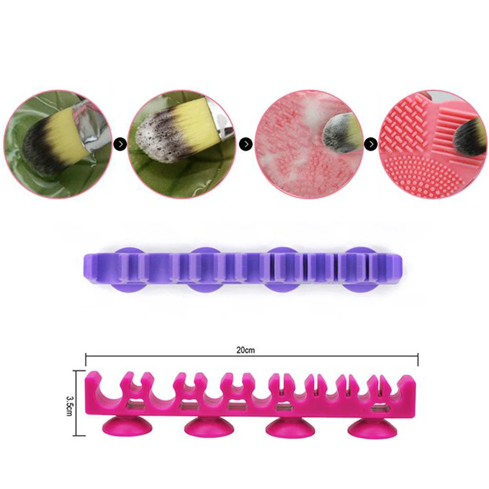 シリコーン化粧ブラシホルダーローズレッド 4 吸盤オーガナイザーブラシラック収納スタンド省スペース美容ツール