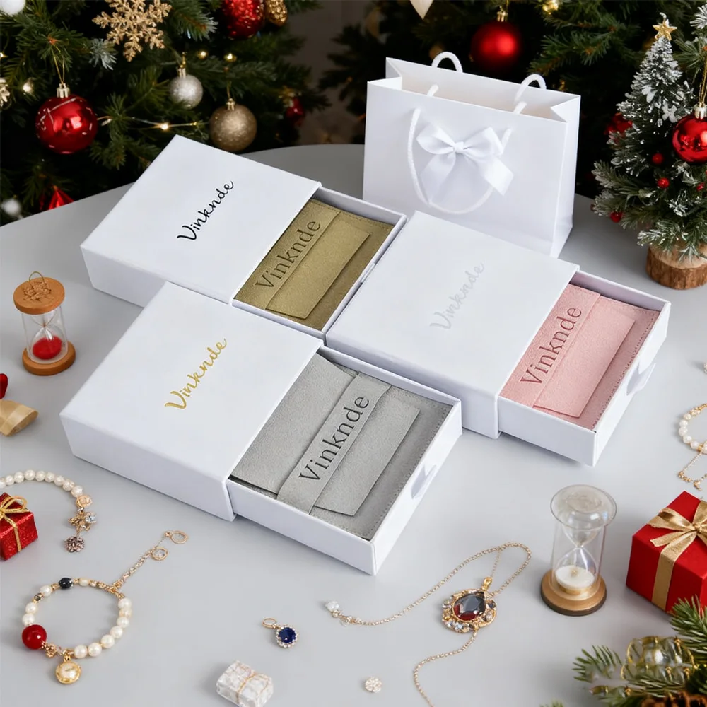 شعار مخصص الزفاف عيد الميلاد مجوهرات التعبئة والتغليف صناديق أدراج موضة القرط حلقة قلادة مجوهرات هدية صندوق مع حقيبة رفرف السائبة
