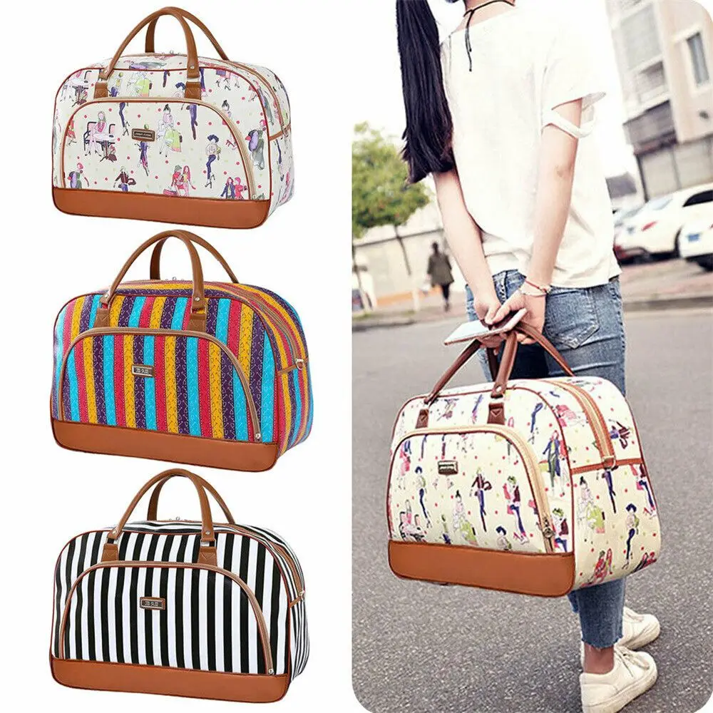 Lady Large Travel Zip Bag Overnight Weekend Women Holdall Hand PU Leather Luggage Handbag