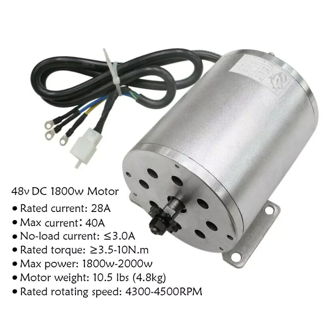 TDPRO 1800W 48V DC Brushless Motor High Speed 4500RPM MY1020 with Speed Controller Pedal for Go Kart Bicycle ATV Motorcycle