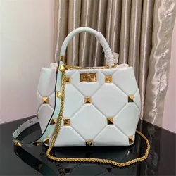 New Luxury Brand Designer Bucket Bag Large Rivet Rhombus One Shoulder Messenger Small Square Bag Chain Handbag Woman's Tote Bag