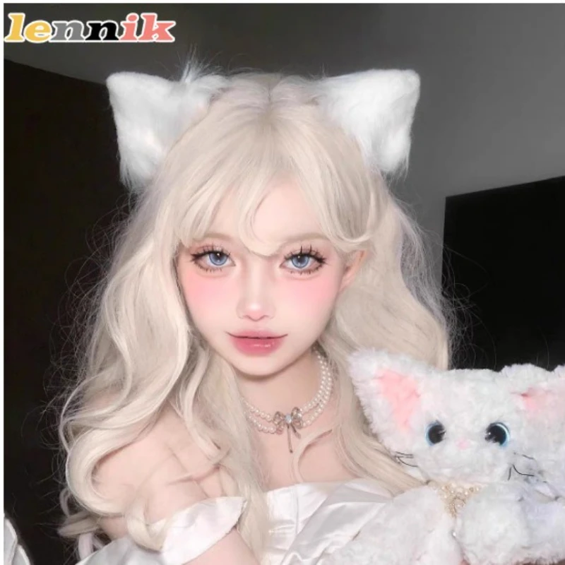 Cosplay-Tierohren für Anime-Events, flauschige Katzenohren-Kopfbedeckung, süßer Lolita-Stil mit Dienstmädchen-Ästhetik, Kawaii-Modeaccessoire
