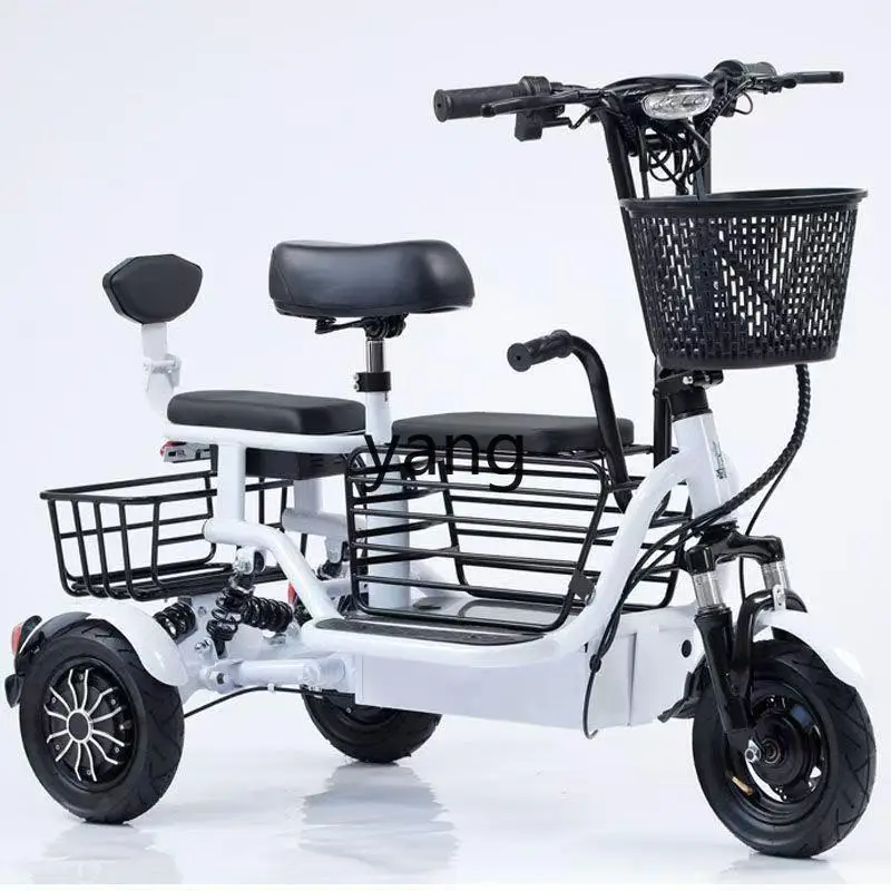 YJQ triciclo eléctrico para el hogar, recogida pequeña para mujer, coche con batería de transporte plegable para padres e hijos