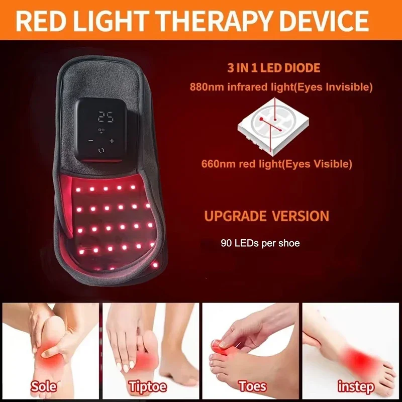 Upgrade Red Light Therapy Foot Massage Boots Led Infrared Beads for Pain Relief of Plantar Inflammation and Pain Relief Slippers