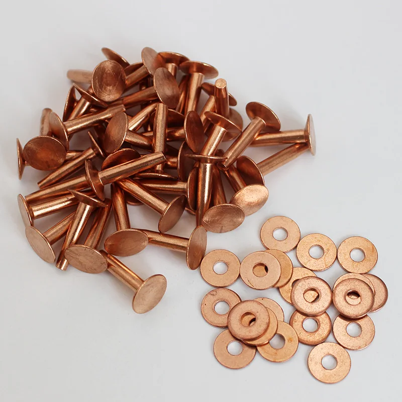 

Solid Brass/Copper Leather Rivets With Burrs Copper Rivet Studs Permanent Tack Fasteners Craft Belts Halters Bridle