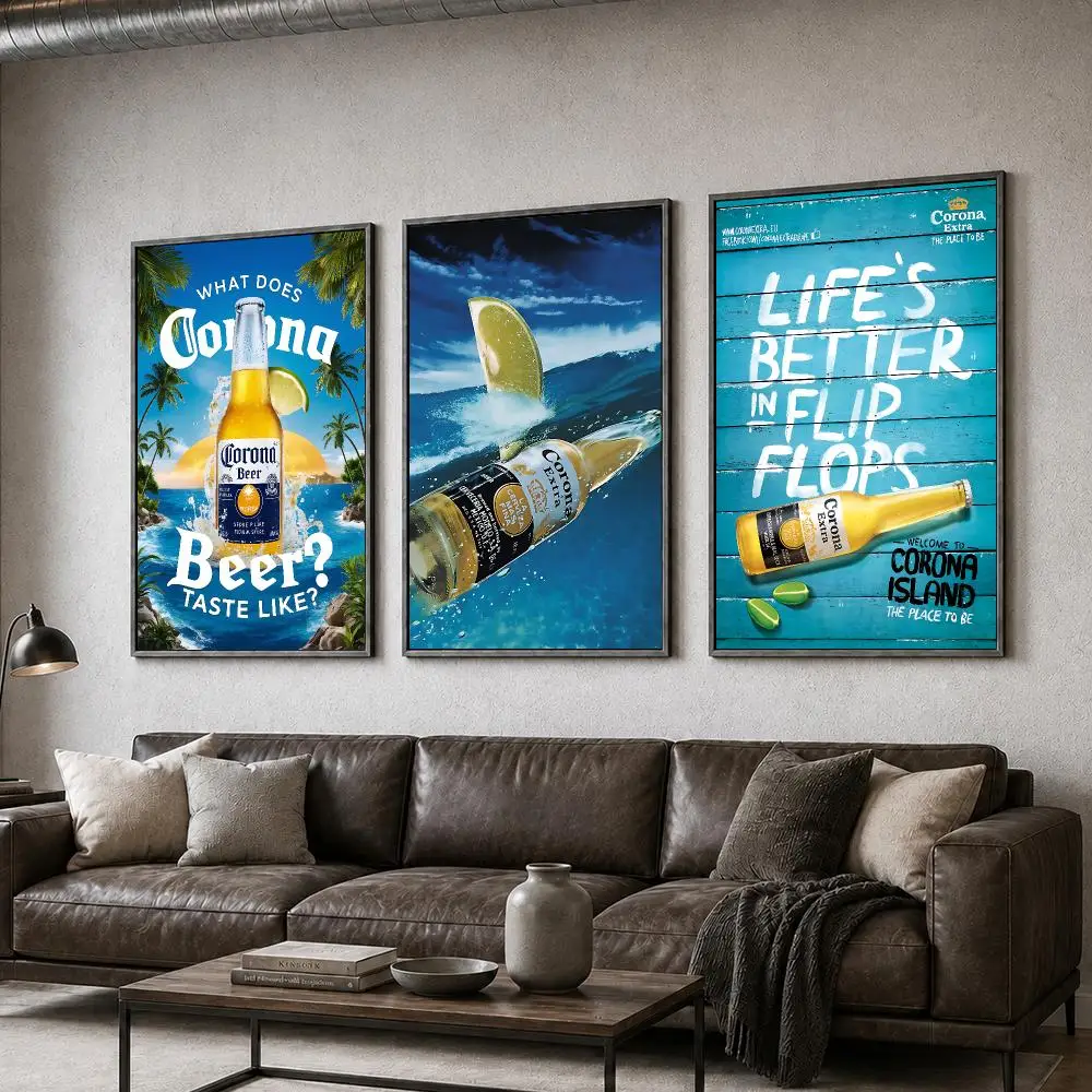 Beer Corona Extra Lager Poster  PP Self Adhesive Home Garage Dorm Bar Wall Decor Aesthetic Retro Gift