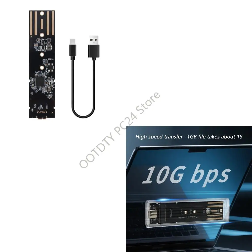 H7BA Clear External Ssds Enclosure USB3.1 Type C 10Gbps Speed Open Structure For M.2 NVMe Solid Drives M Interfaces