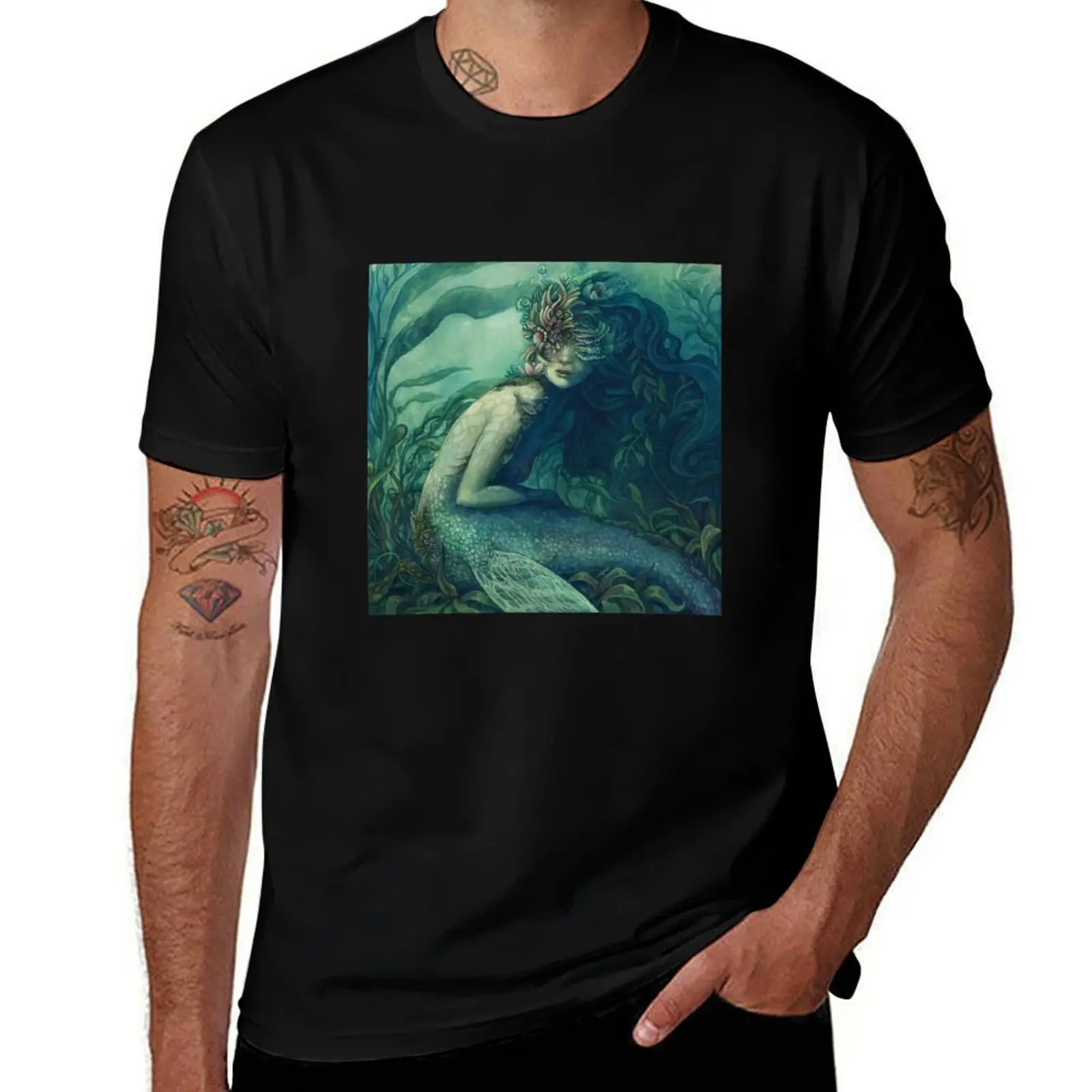 

luxury shirt cotton Mermaid man cotton - man shirt 100% men t t t shirt T-Shirt Dwynwen luxury T-Shirt brand