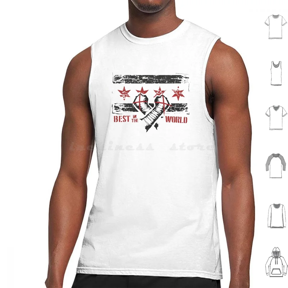 Cm Punk Chicago Tank Tops Print Cotton Cm Punk Wrestling Aew Wrestling Best In The World Chicago Flag Pro And