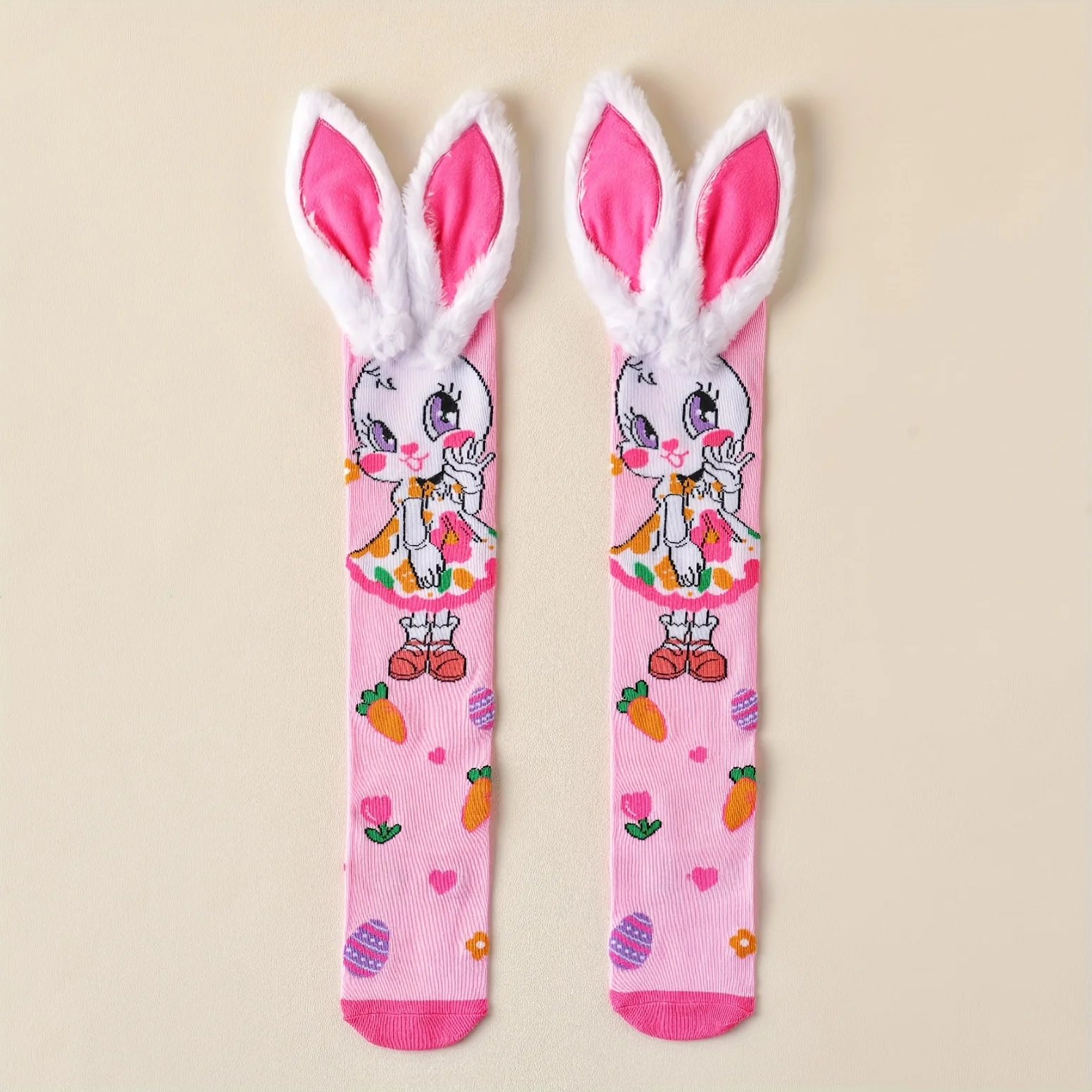 1 Pair Of Cute Decor Socks for Girls,Colorful Bunny Ear Knee High Socks,Baby/Toddler/Teens Fashion Socks,Suitable for All Season,Decorative Party Socks,School Socks for Girls,back to school,girls school socks
