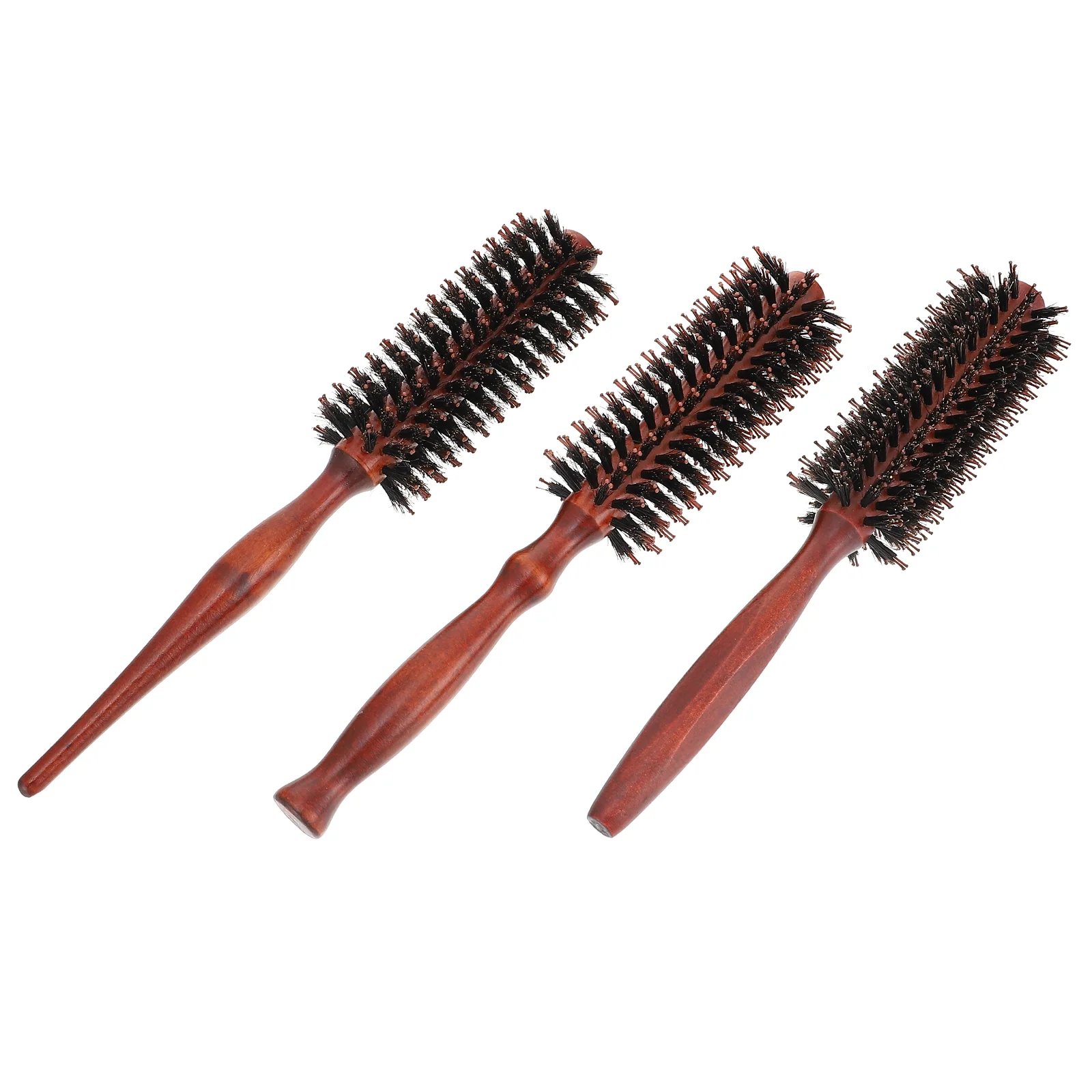 

3 Pcs Curling Comb Hair Brush Round Bristle Natural Portable Hairbrush Lotus Tree Detangling Styling