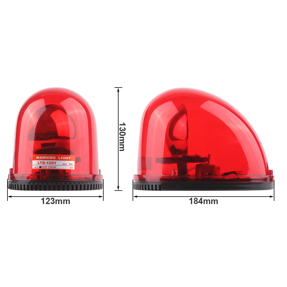 1pc Red Yellow DC 12V DC 24V Snail lamp Revolving police warning construction signal Light LTD-1201 NO Buzzer