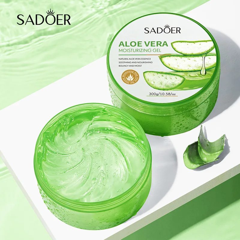 Gel Hidratante de Aloe Vera de 300g con Vitamina C y Colágeno, Gel Humectante para la Piel con Aceite de Onagra, Gel Reparador Calmante para Rostro y Cuerpo