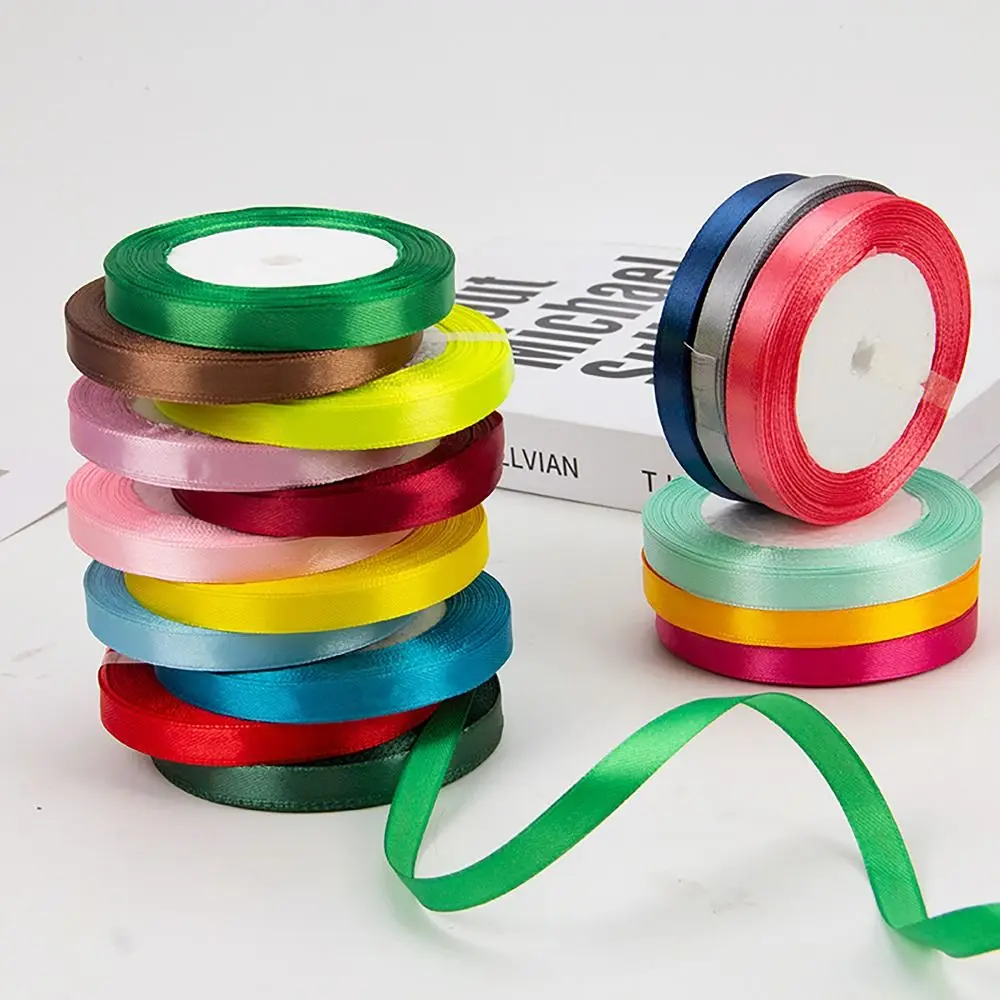 DIY Tool Satin Ribbon Durable 1cm Width 10 Colors Roll Fabric 25yards/roll Gift Packing Ribbon Cake/Gift Box Decor