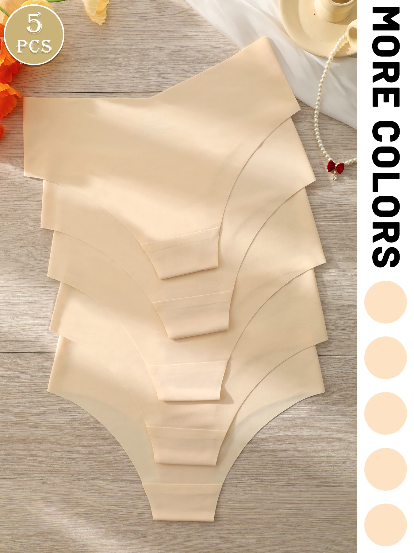 5pcs Women's Solid Color Triangle Panties