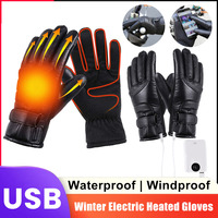 Winter Heated Gloves Waterproof Cold-Resistant USB Electric Heating Gloves Windproof Thermal Hand Warmer For Cold Weather Gift
