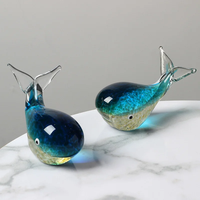 Luminous Glass Whale Figurine Nightlight Sculpture For Table Desk Decor Perfect Birthday Gift For Her And Kids Nautical Accent