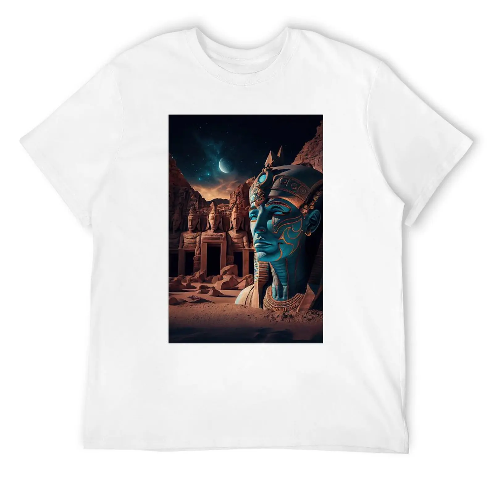 Egyptian Ruins Fantasy Art T-shirts Novelty T-shirt Crewneck  Move  Funny Novelty Leisure Eur Size