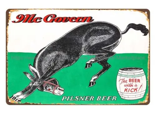 plaque art wall decor McGovern Mule Beer pilsner metal tin sign