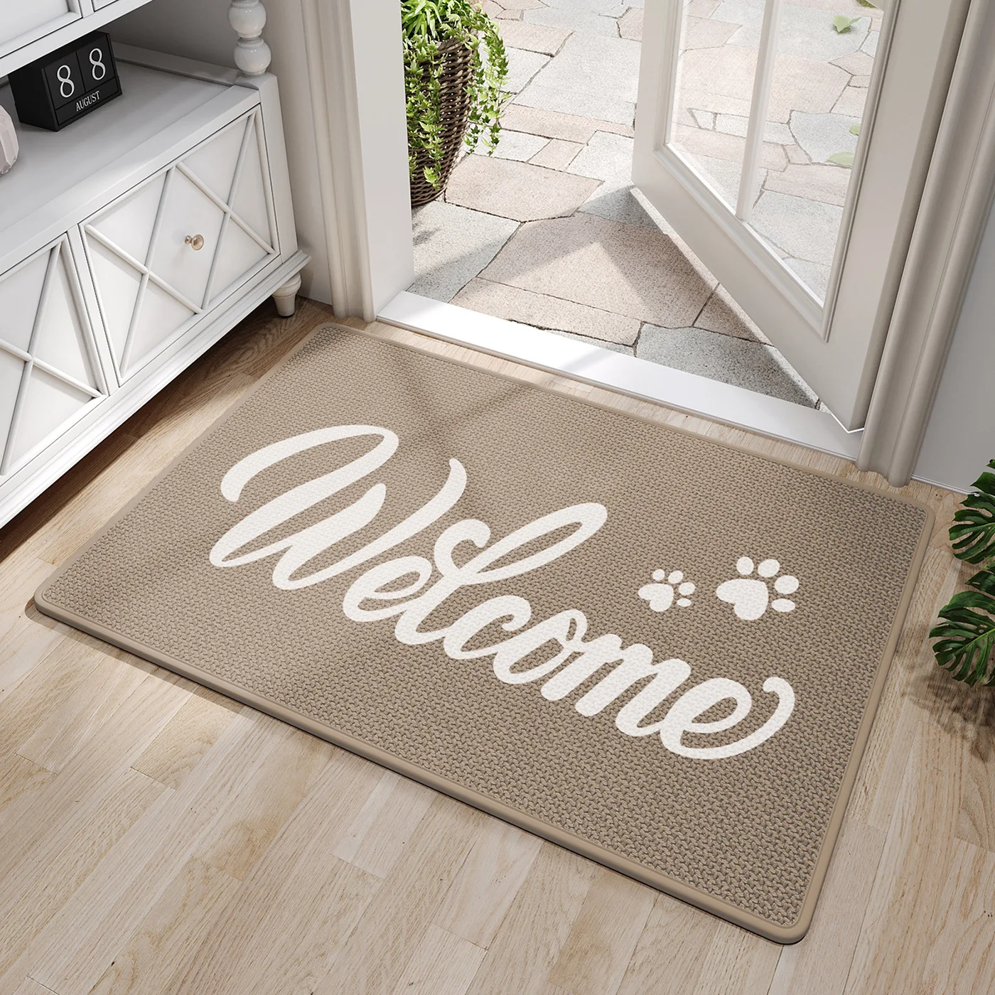 Linen Woven Texture Doormat, Absorbent Non-Slip Entrance Mat, Wear Resistant Dirt Trapper for Outdoor Indoor Front Door