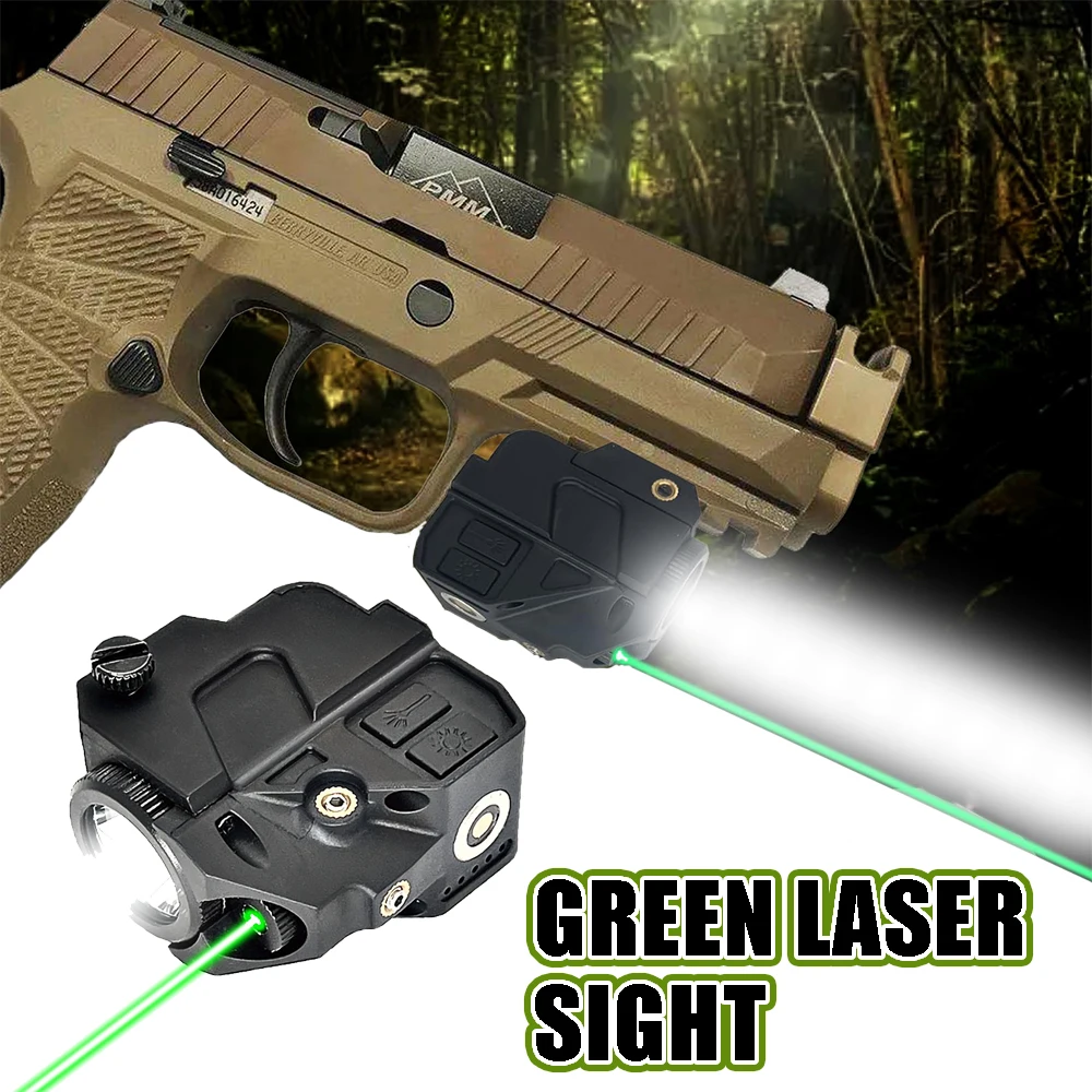 

Flashlight Green Laser Sight Compact Green Laser Dot Sight Scope with Rechargeable Battery Picatinny Rail Mount Laser Sight