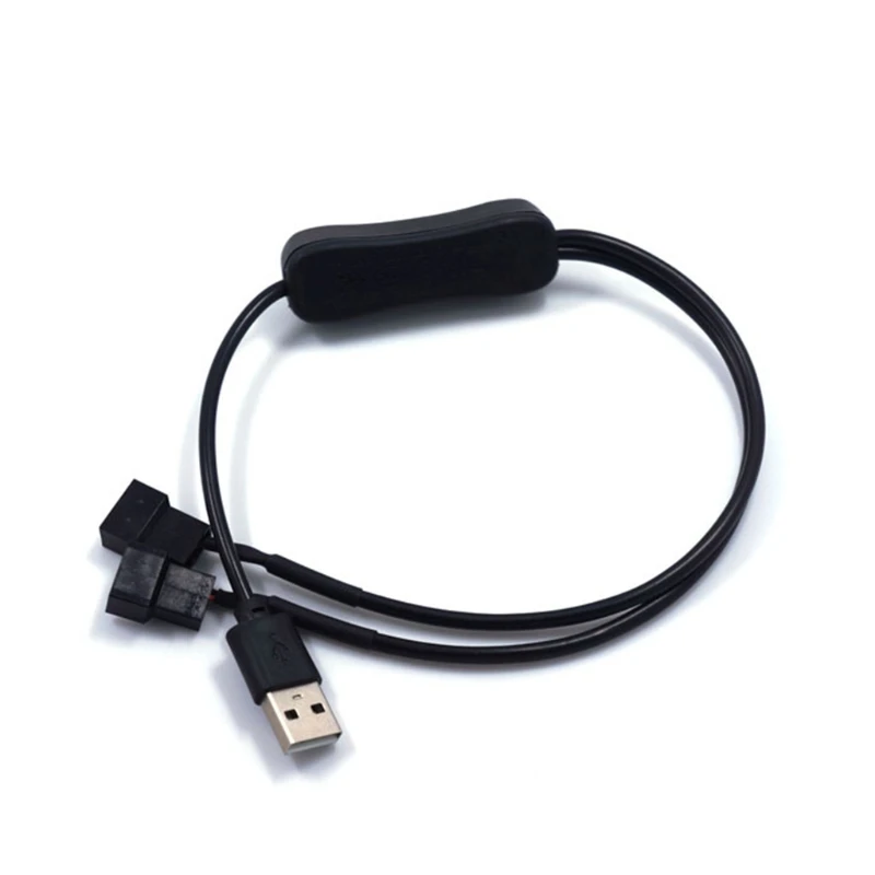 สายอะแดปเตอร์สำหรับจ่ายไฟของพัดลม1ถึง2ทาง USB ไปยังขั้วต่อพัดลม PWM 5V พร้อมสวิตช์เปิด/ปิด22AWG 40ซม./15.75in