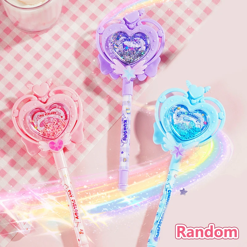 

Гелевая ручка Sanrio Magic Wand, милая пуля 0,5 мм, милая студенческая черная ручка для рисования, канцелярские принадлежности