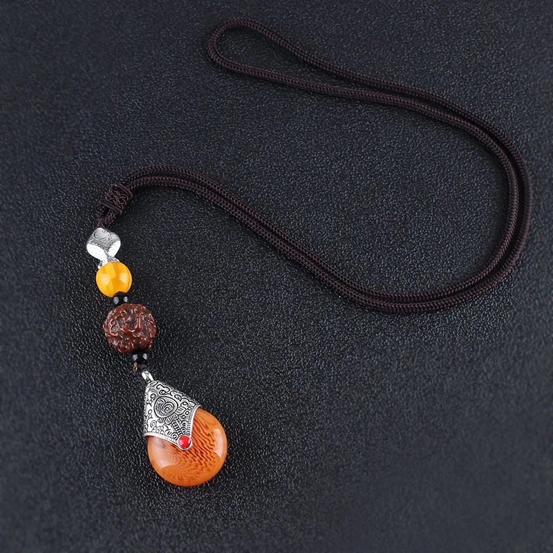 Semplice stile etnico Collana Bodhi catena lunga maglione da uomo e da donna versatili accessori di abbigliamento in cotone e lino turistico