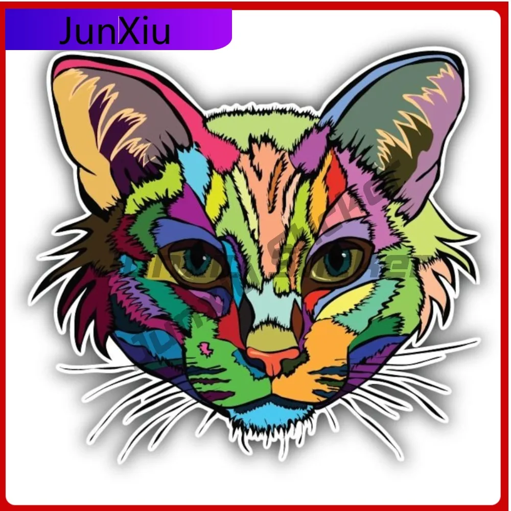 

Colorful Cat Head Animal Car Sticker Bumper Windows Windshield Luggage Kayak Vinyl Decal Cover Scratches Decorative Racing Decal