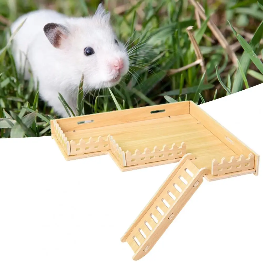 Hot！Hamster Toy Anti-Bite Smooth Entertainment Compact Wooden Pet Rat Climbing Toy Hamster Platform Pet Accessories