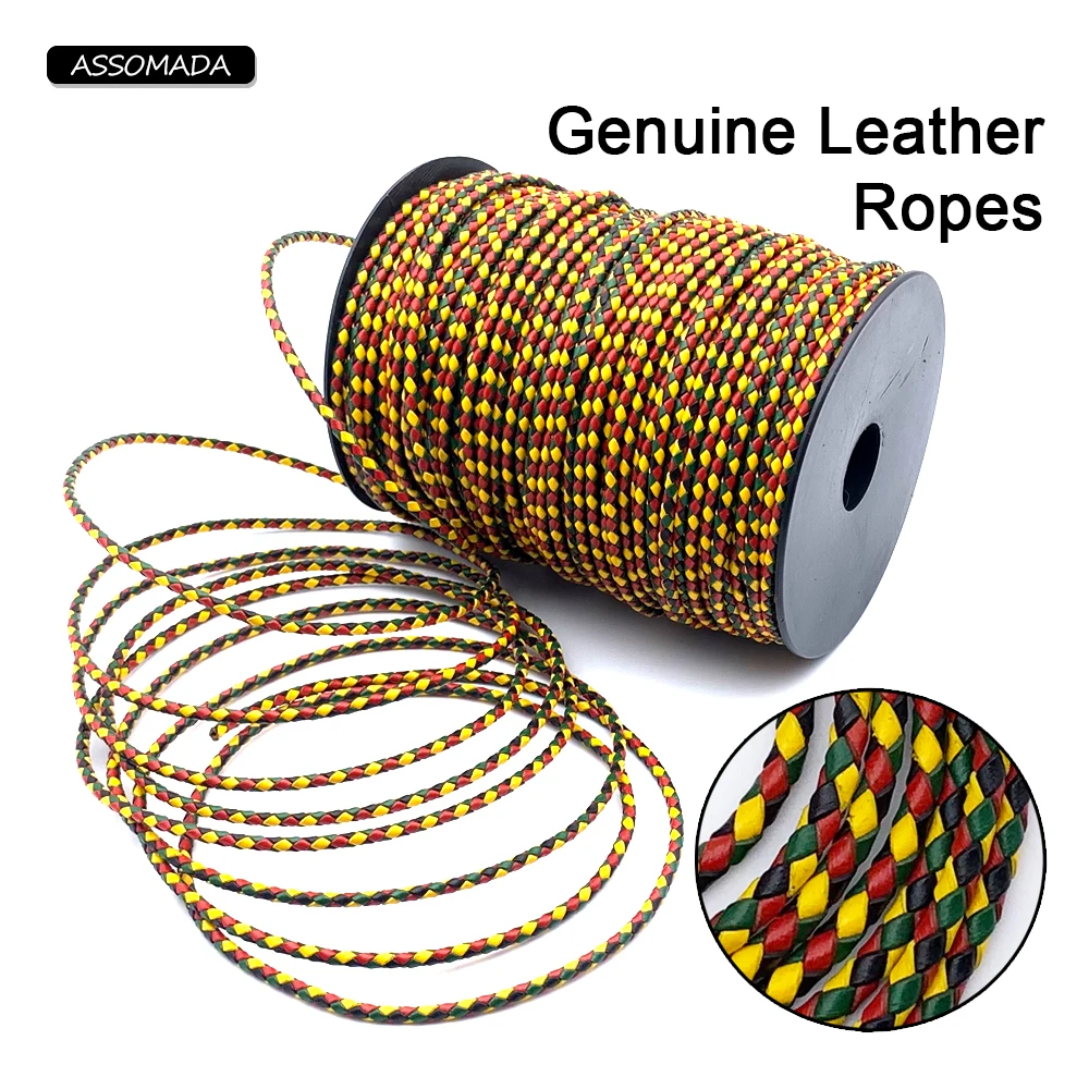 2meter Round Braided Leather Rope For DIY Jewelry Making BOB Rope Handmade Necklace Bracelet Leather Cord Jewelry Accessories