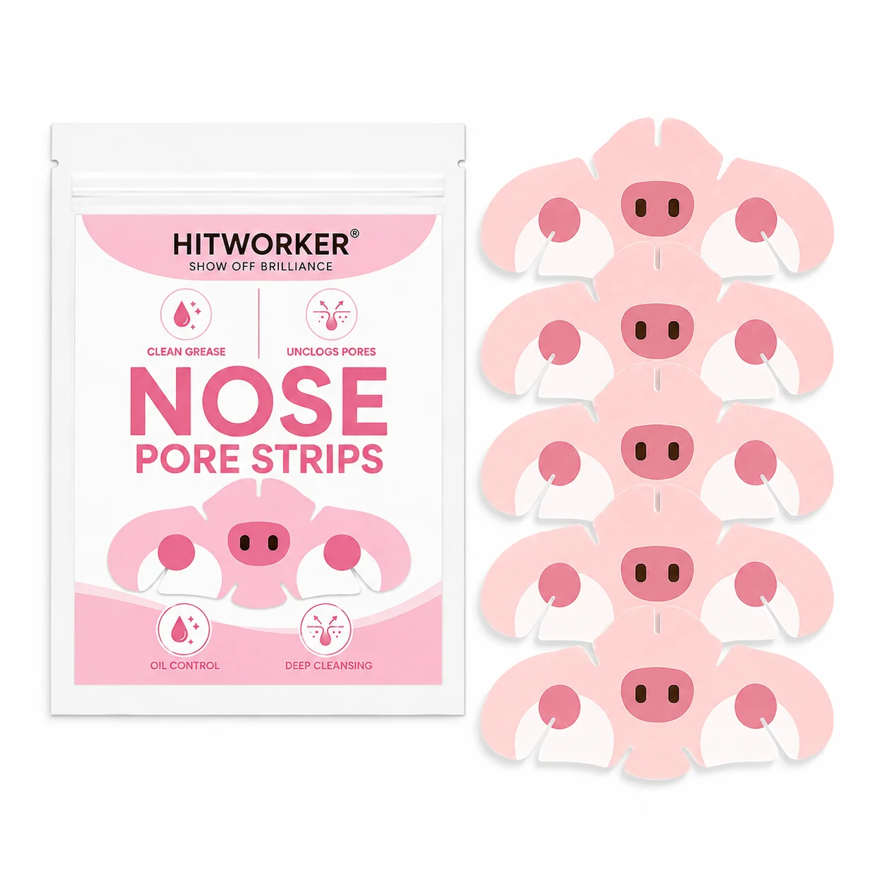 5PCS Cute Pig Hydrocolloid Nose Patches, Pink Cartoon Flexible Nose Beauty Patches for Everyday Beauty Routine