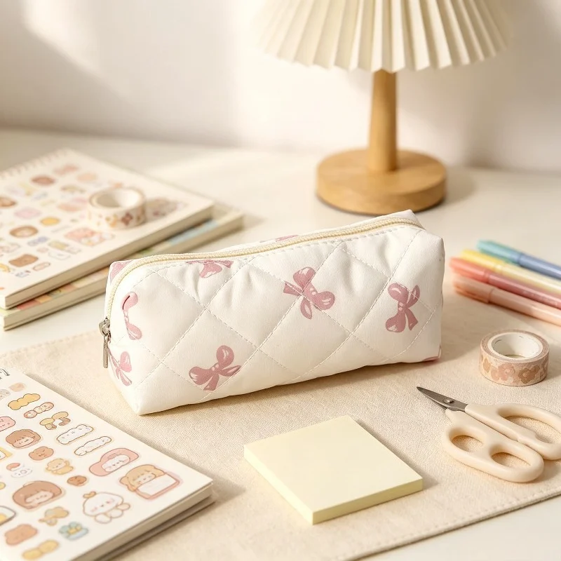 1Pc Bowknot Folding Storage Bag, Multifunctional Portable Organizer for School, Office, Travel & Daily Stationery Supplies
