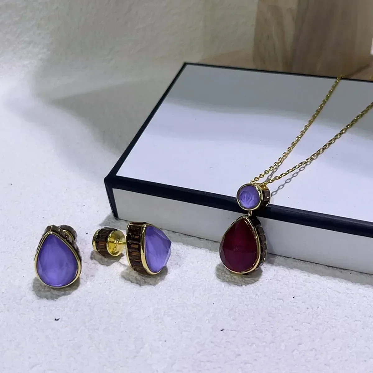 High Quality Austrian Crystal Jewelry Necklace Earring Ring Bracelet Double Sided Wearing Fine Exquisite Beautiful Christma Gift